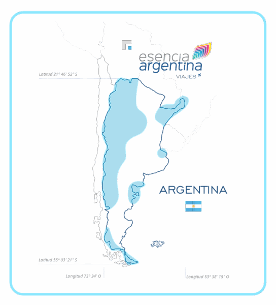 Diseño propio al estilo mapa ilustrativo de Argentina y Chile y sólo a modo de orientación de cada destino y zonas de interés turístico donde hay servicios disponibles para ofrecer.